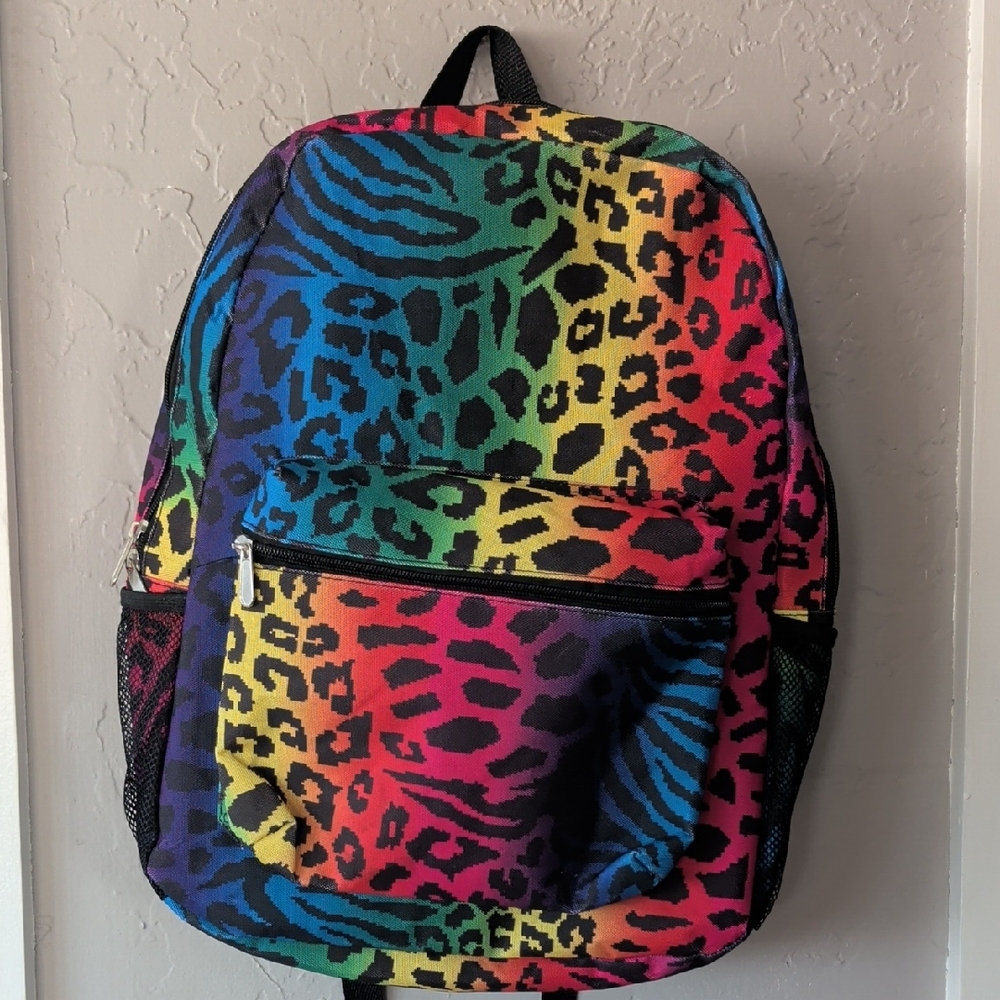 Rainbow Leopard Print Backpack